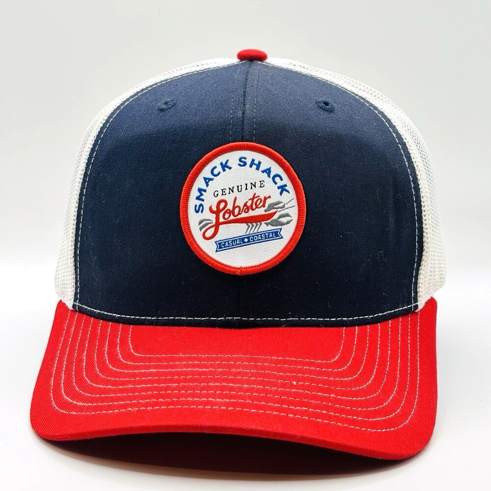 Genuine Smack Shack Lobster Strap Back Hat Baseball Cap Blue White Mesh back